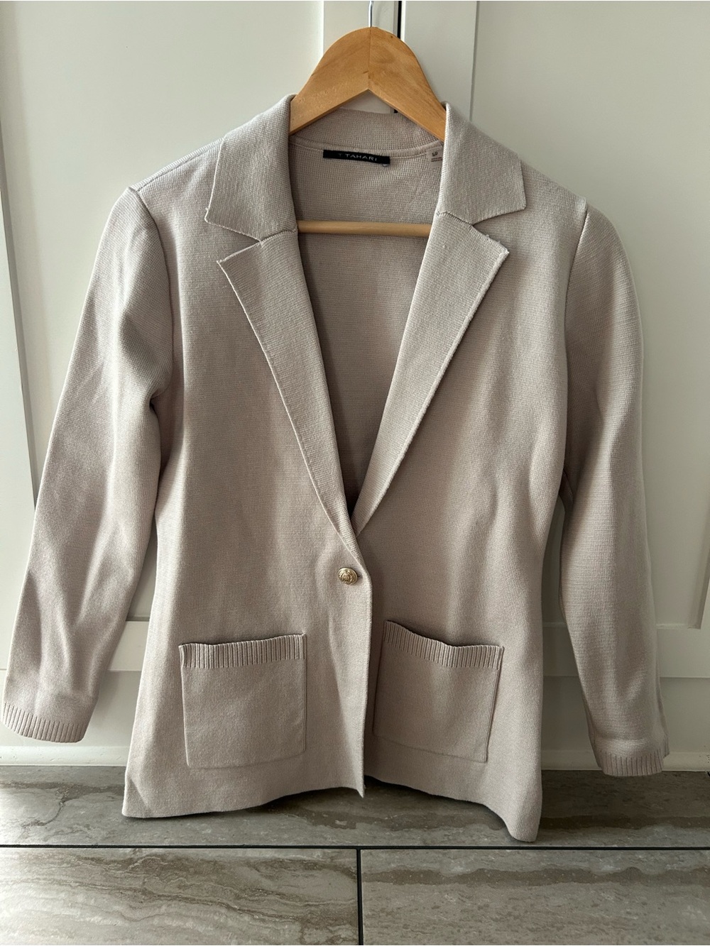 Tahari Light Beige Knit Blazer